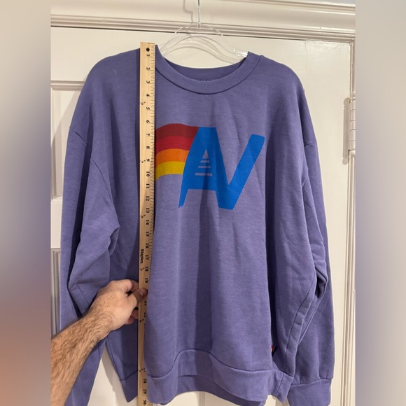 Aviator Nation Purple Crewneck Sweater with Graphic - Picture 2 of 5